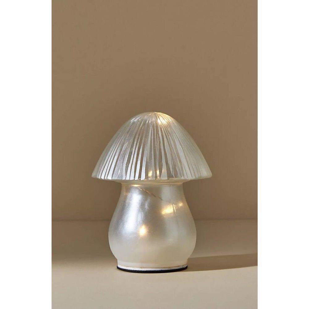 ANTHROPOLOGIE Illuminated Mushroom Light-Up Forest Whimsical Silver Small New - Picture 1 of 4